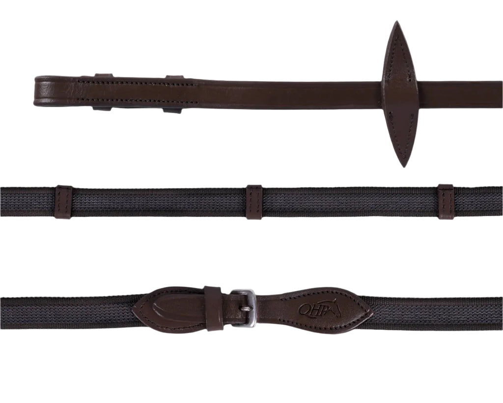 QHP Anti-Slip Reins With Leather Stops