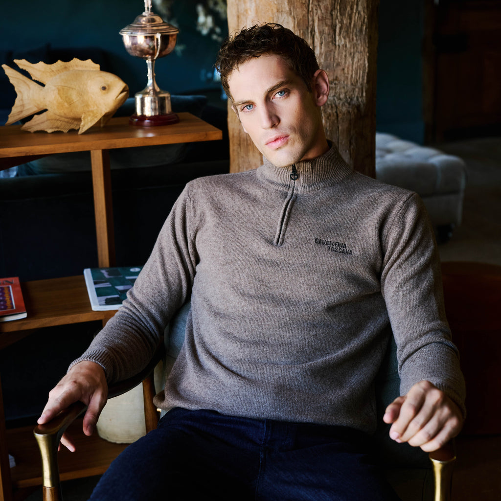 Cavalleria Toscana Sweater Turleneck Zip Pure Wool - Men