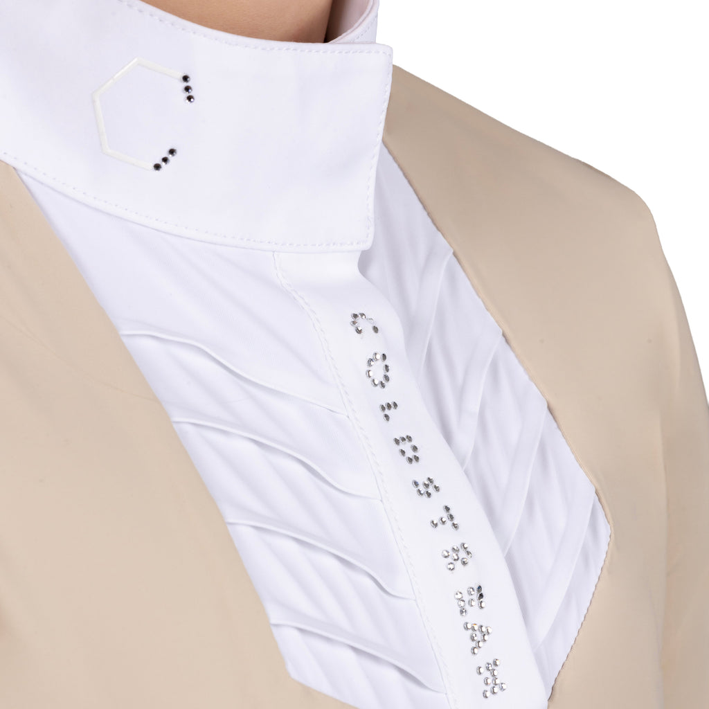 Coldstream Turniershirt Roslin Ruffled Crystal - Lange Ärmel - Damen