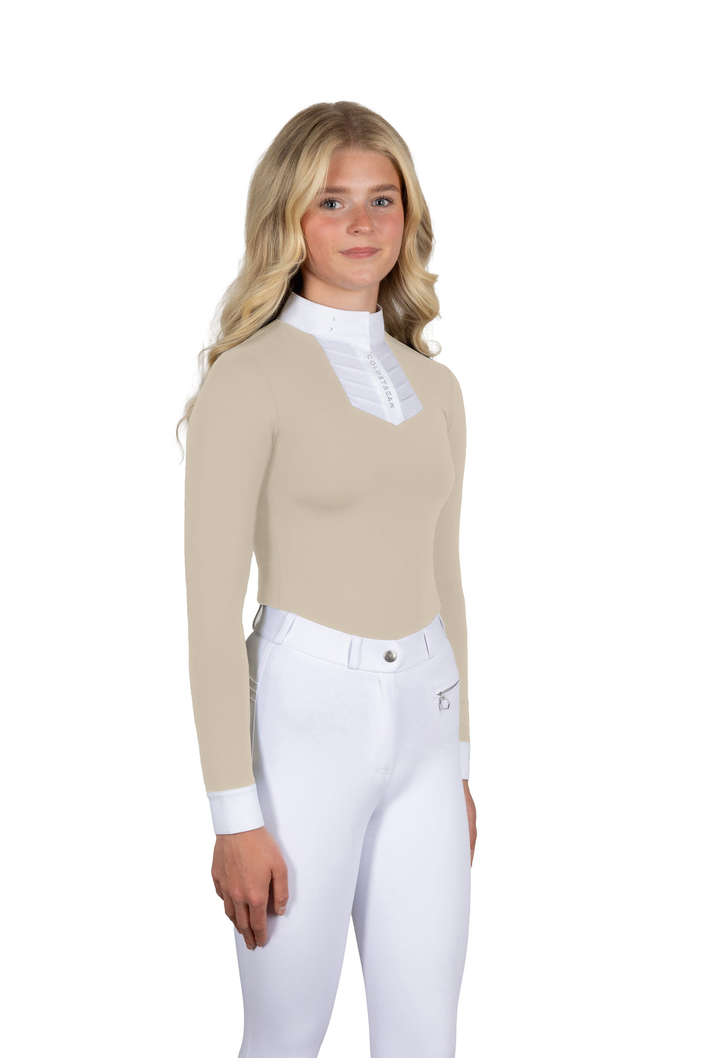 Coldstream Turniershirt Roslin Ruffled Crystal - Lange Ärmel - Damen