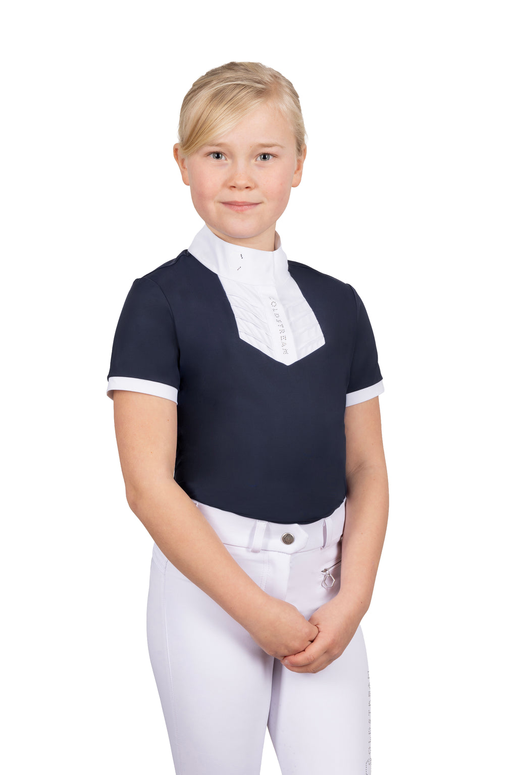 Coldstream Chemise de concours Roslin Ruffled Crystal - Manches courtes - Filles