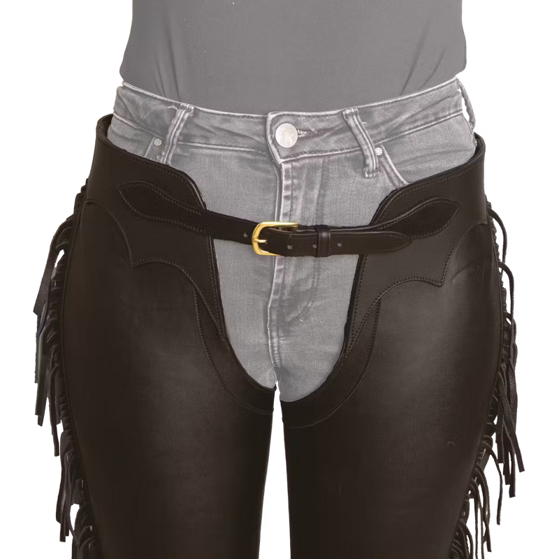 Dy'on Long Chaps Cuir Artificiel - Franges