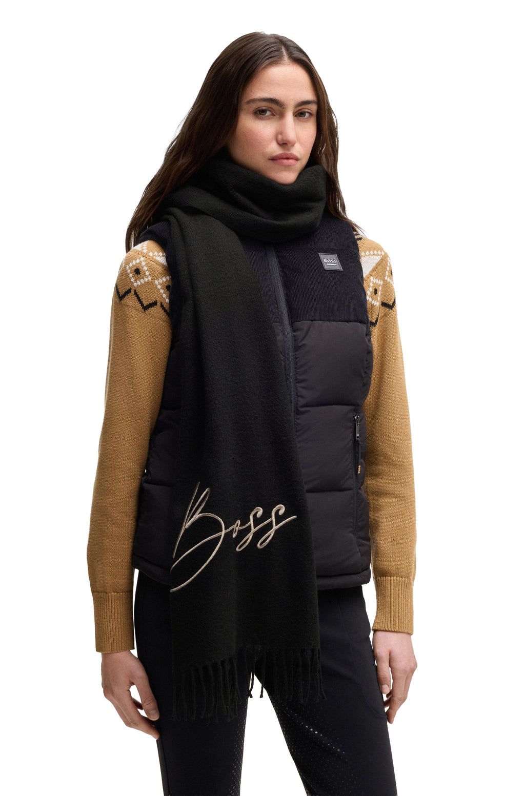 BOSS Equestrian Soft Scarf Logo