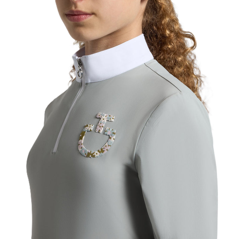 Cavalleria Toscana Wedstrijdshirt Floral Embroidery - Lange Mouwen - Meisjes