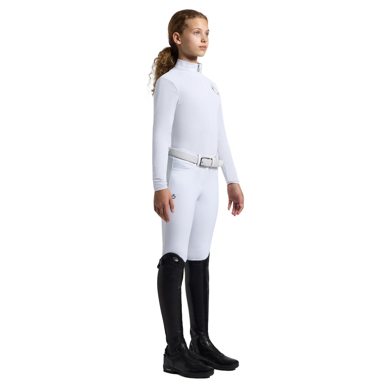 Cavalleria Toscana Turniershirt Florale Stickerei - Lange Ärmel - Mädchen