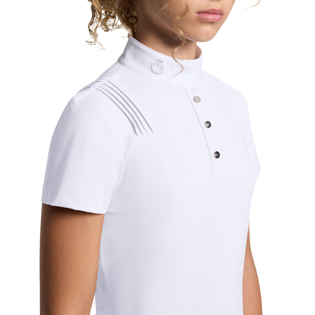 Cavalleria Toscana Turniershirt Jersey Plissee - Kurze Ärmel - Mädchen