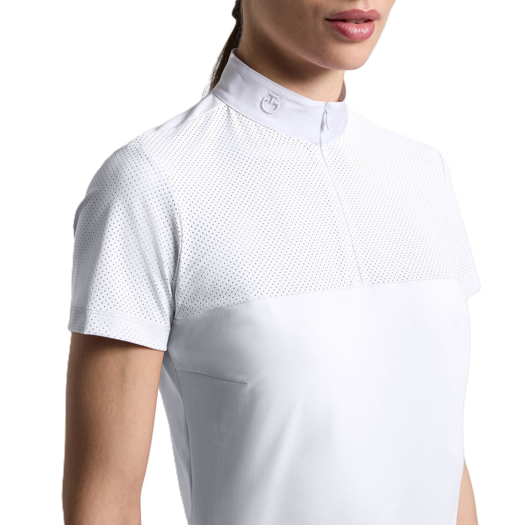 Cavalleria Toscana Turniershirt Perforierter Jersey Einsatz - kurze Ärmel - Damen