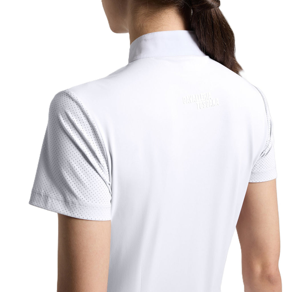 Cavalleria Toscana Turniershirt Perforierter Jersey Einsatz - kurze Ärmel - Damen