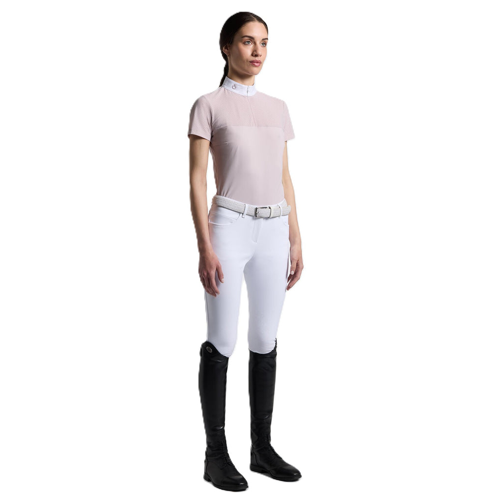 Cavalleria Toscana Turniershirt Perforierter Jersey Einsatz - kurze Ärmel - Damen