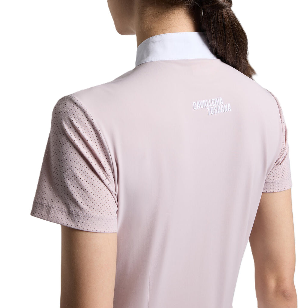Cavalleria Toscana Turniershirt Perforierter Jersey Einsatz - kurze Ärmel - Damen