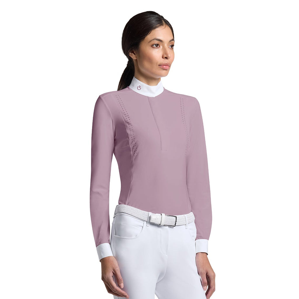 Cavalleria Toscana Turniershirt Perforiertes Jersey - Lange Ärmel - Damen