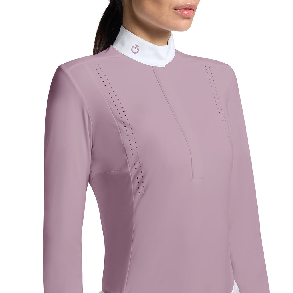 Cavalleria Toscana Turniershirt Perforiertes Jersey - Lange Ärmel - Damen