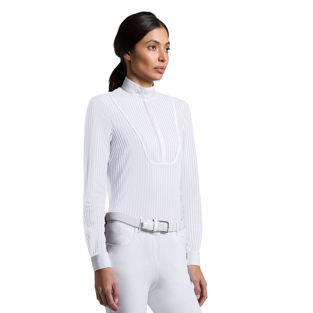 Cavalleria Toscana Turniershirt Streifen - Lange Ärmel - Damen