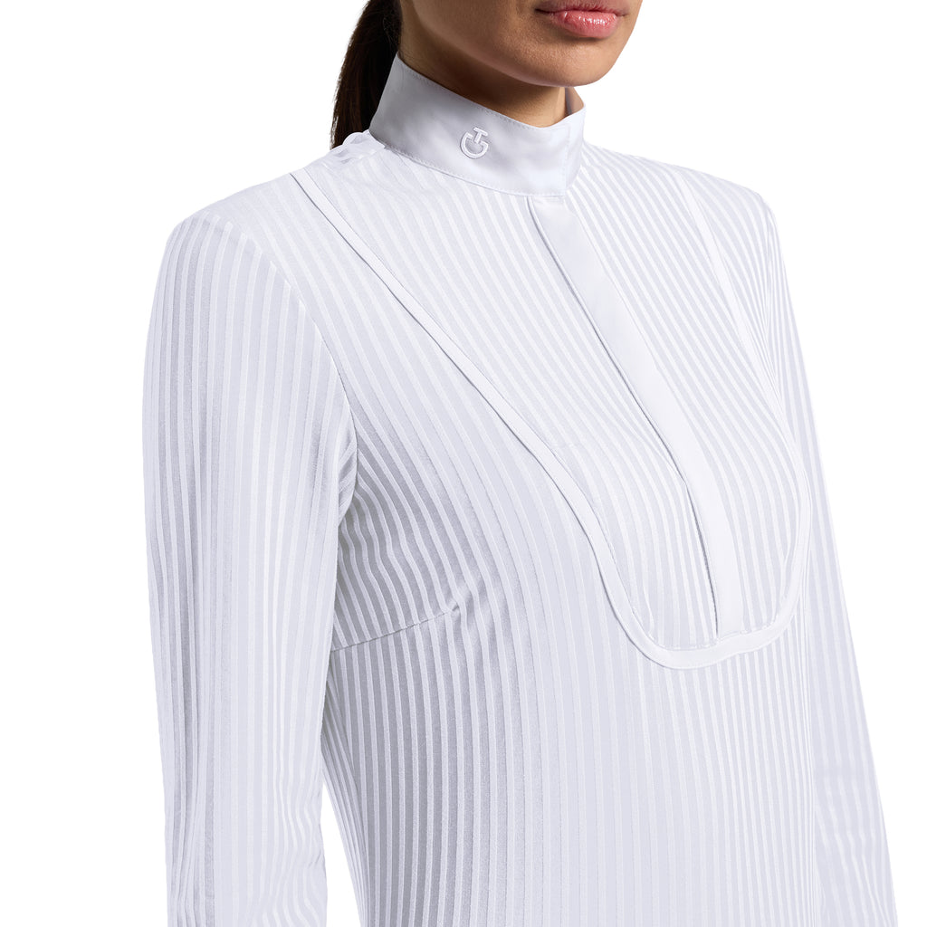 Cavalleria Toscana Turniershirt Streifen - Lange Ärmel - Damen