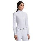 Cavalleria Toscana Turniershirt Warmes Jersey Jacquard Einsatz - Lange Ärmel - Damen