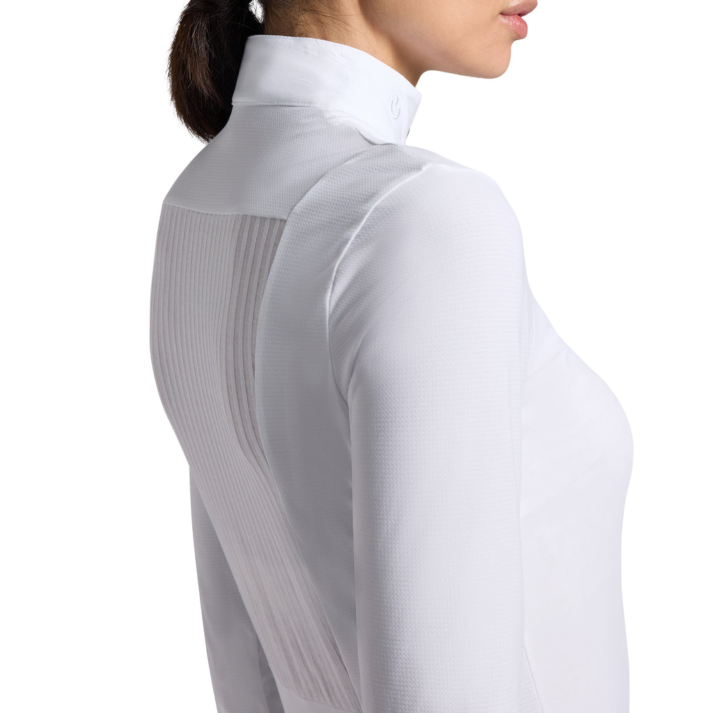 Cavalleria Toscana Turniershirt Warmes Jersey Jacquard Einsatz - Lange Ärmel - Damen