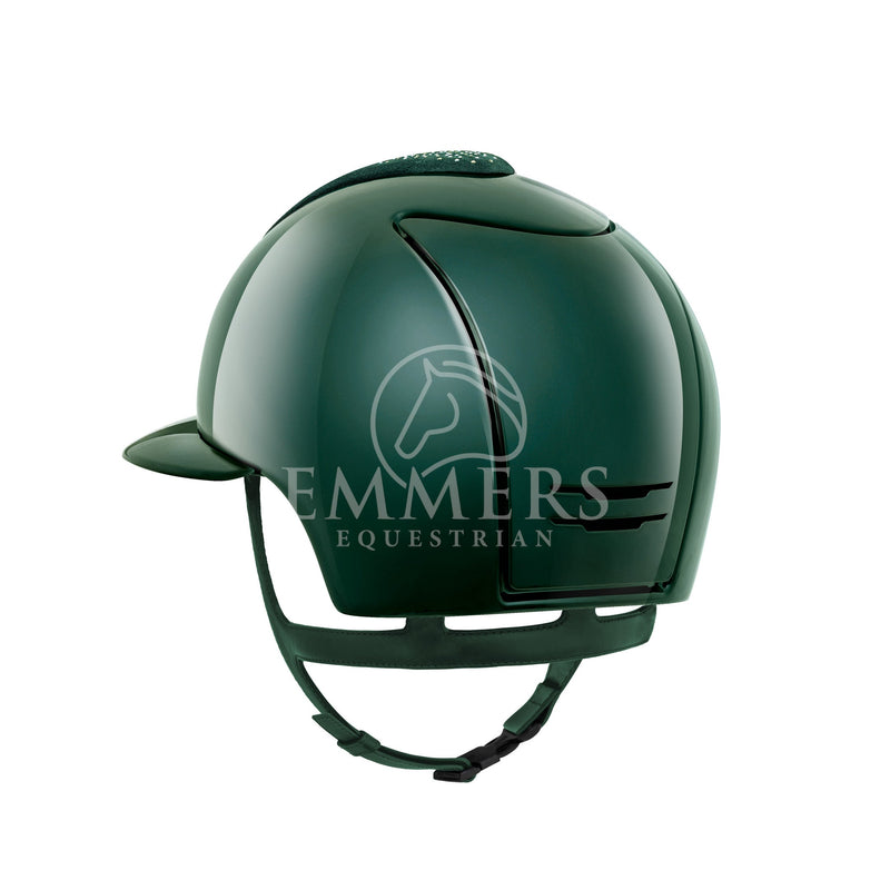 KEP Italia Cromo 2.0 - Poli Vert Foncé - Avant Daim Vert Nébuleuse Argent - Visière Polo - Jugulaire Verte