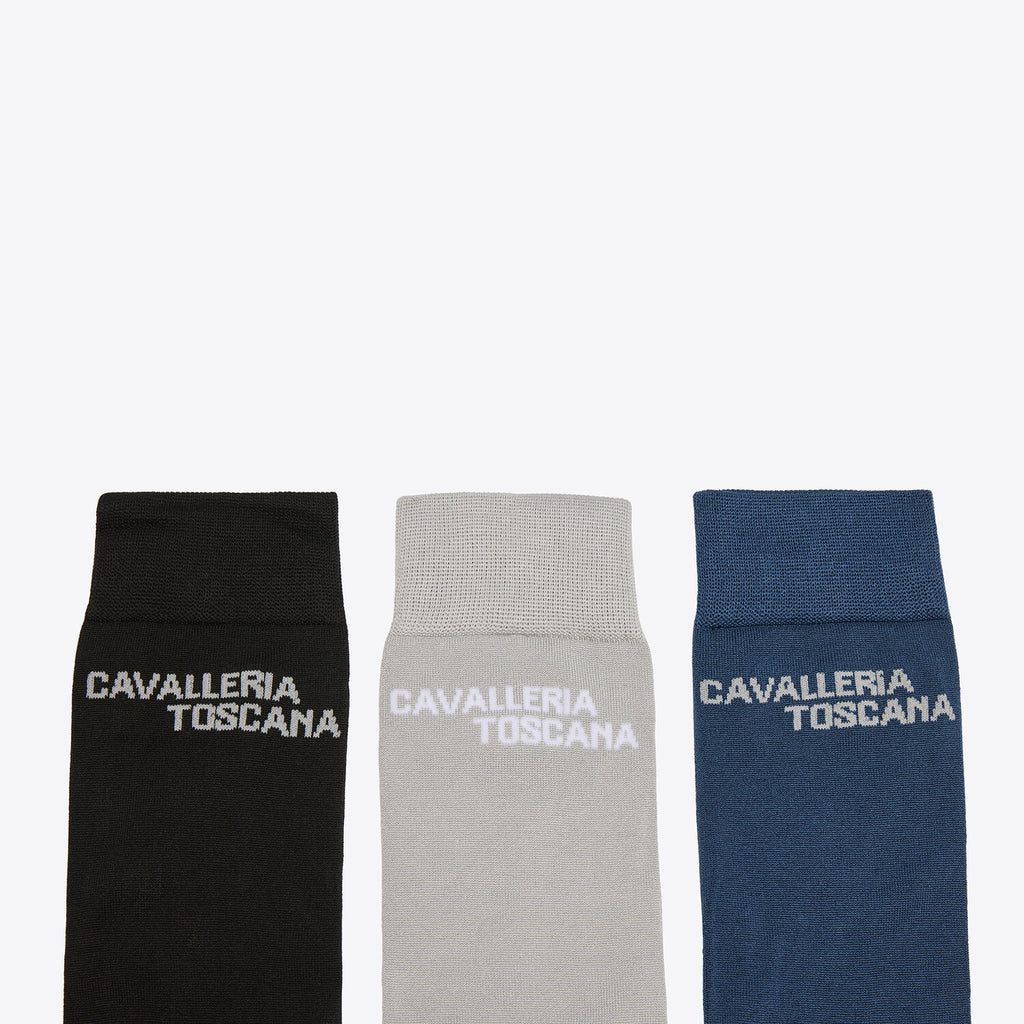 Cavalleria Toscana Jacquard Logo Socken - 3er Pack