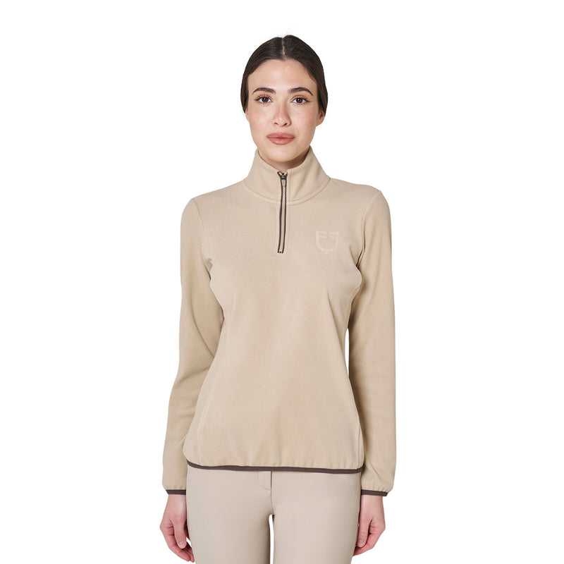 Equestro Fleece Sweater High Neck With Half Zip - Women