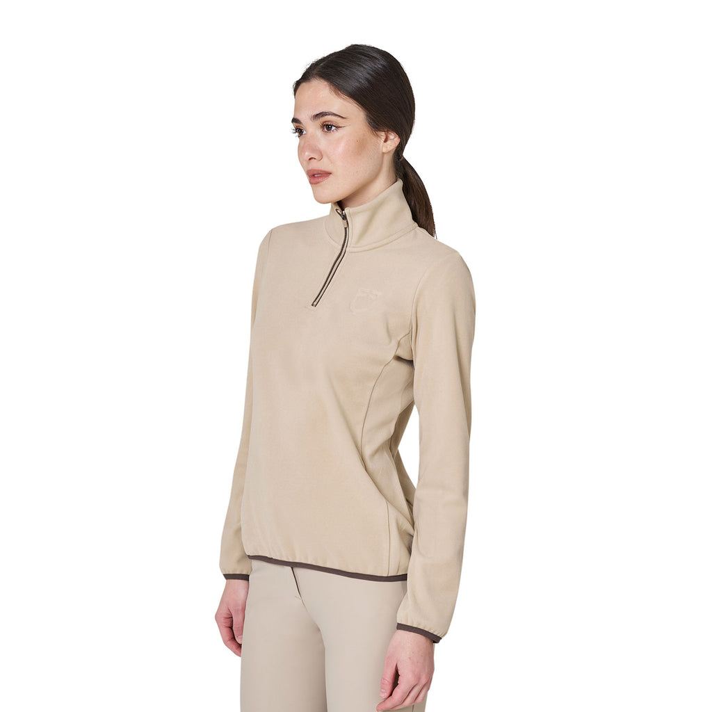 Equestro Fleece Sweater High Neck With Half Zip - Women