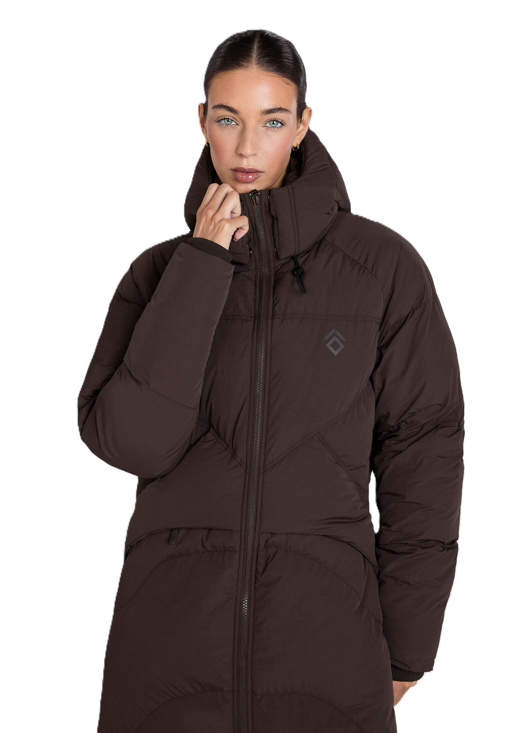 Aztec Diamond Matte Long Puffer Jacket - Women