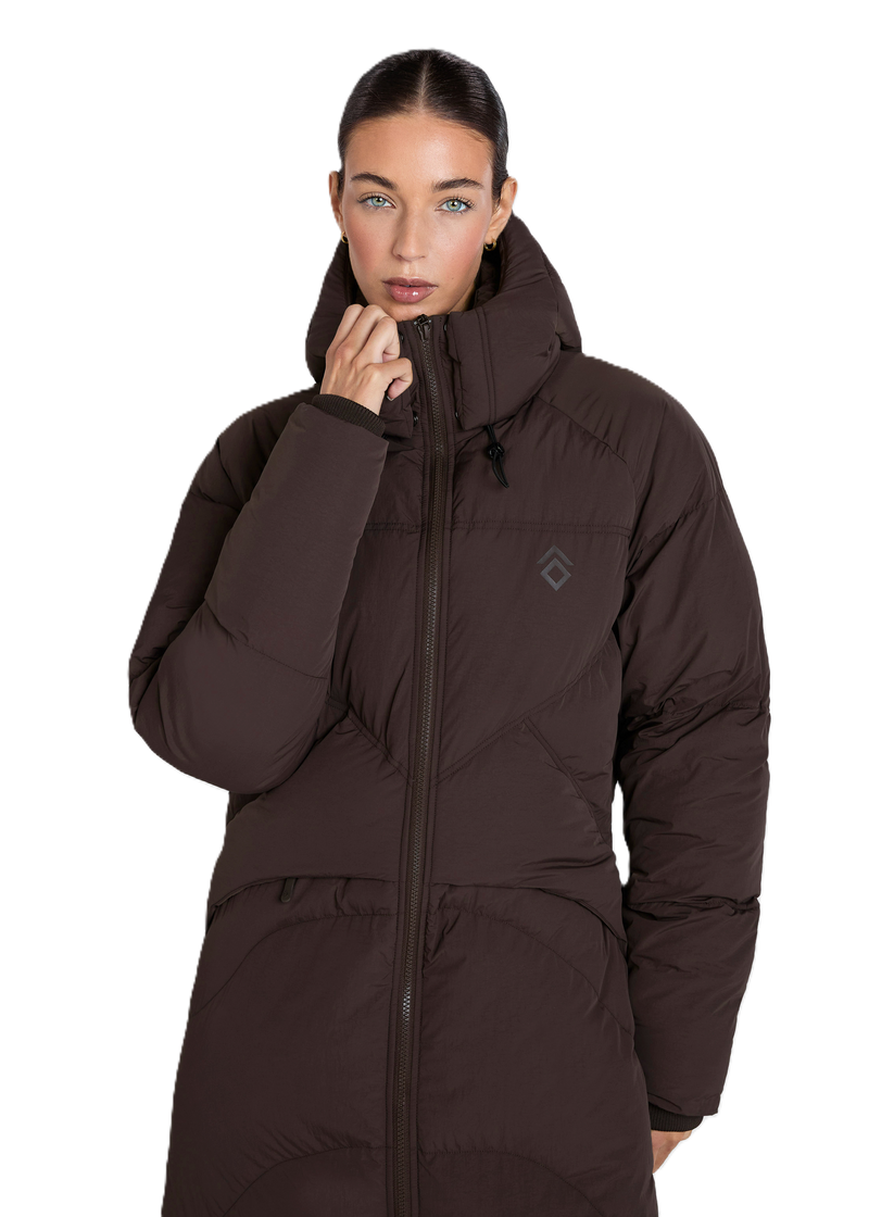 Aztec Diamond Matte Long Puffer Jacket - Women