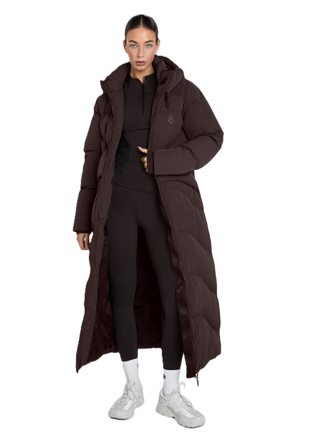 Aztec Diamond Matte Long Puffer Jacket - Women