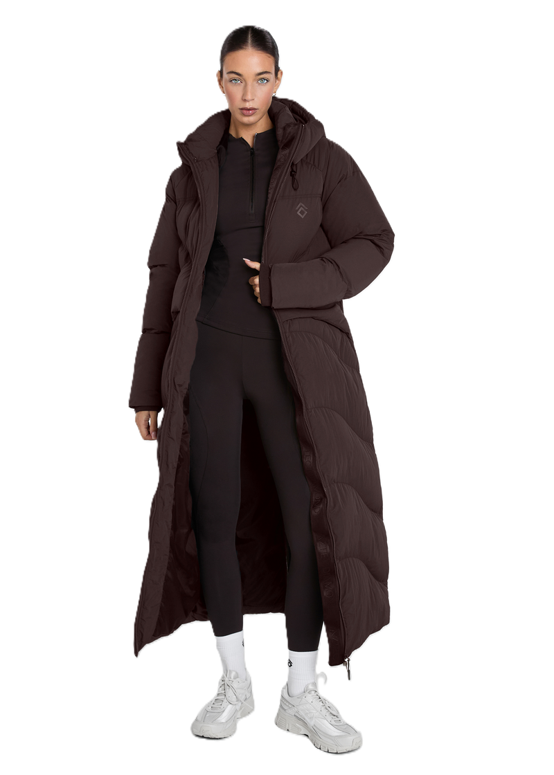 Aztec Diamond Matte Long Puffer Jacket - Women