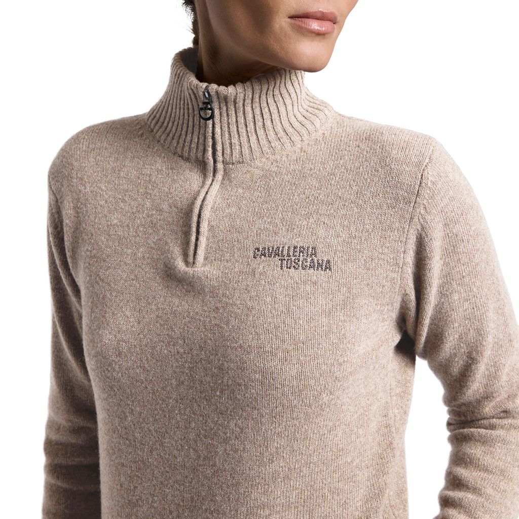 Cavalleria Toscana Sweater Turleneck Zip Pure Wool - Women