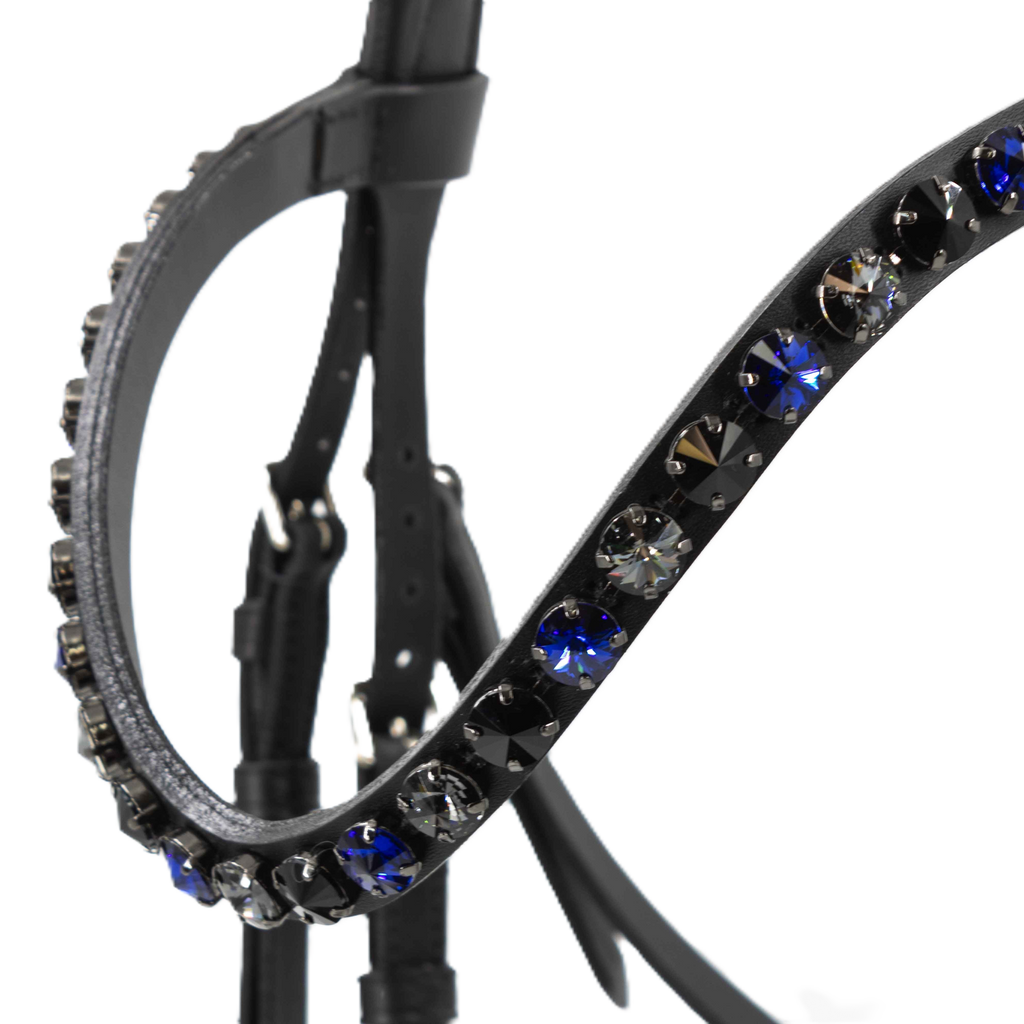 Otto Schumacher Bridle Elegant - Noseband Comfort XS Feel Good Croco Blue - Fineline Midnight Blue - Browband Rivoli XS Curved Symphoni Silver Night - Jet - Dark Sapphire Black Setting - Silver Settin