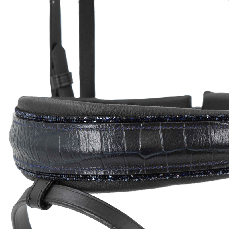 Otto Schumacher Bridle Elegant - Noseband Comfort XS Feel Good Croco Blue - Fineline Midnight Blue - Browband Rivoli XS Curved Symphoni Silver Night - Jet - Dark Sapphire Black Setting - Silver Settin