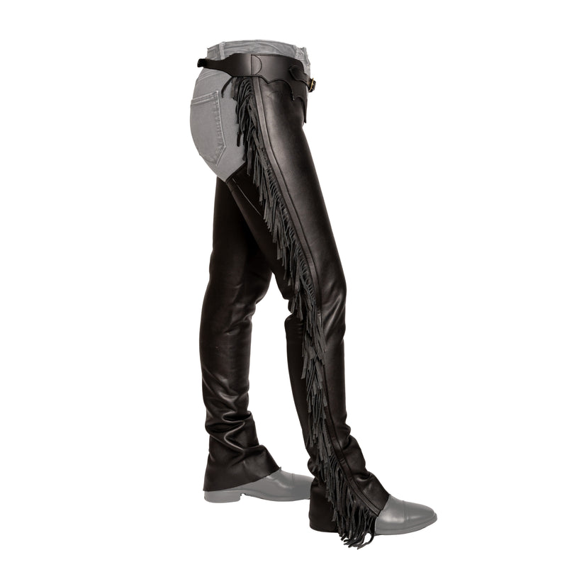 Dy'on Long Chaps en cuir synthétique - Franges
