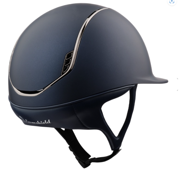 Samshield 2.0 Shadowmatt Bleu / Dessus Shadowmatt Bleu / Bande Chrome Noir 5 Cristaux Swa / Blason Chrome Noir