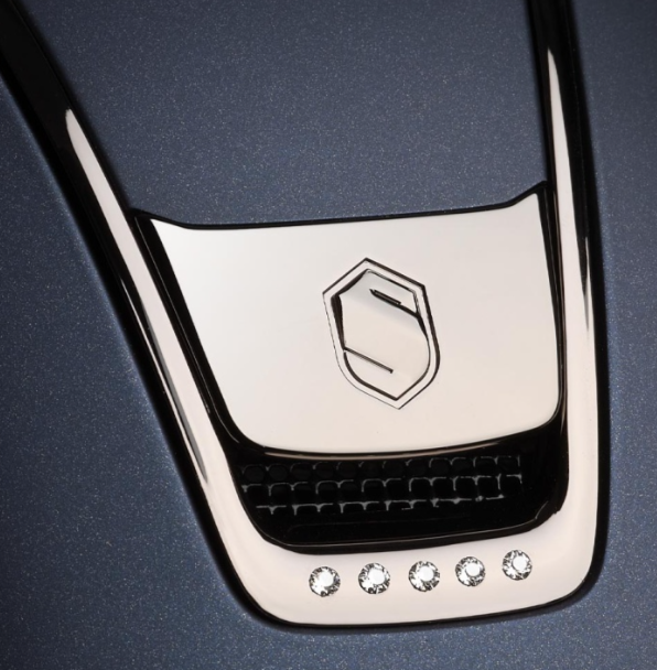 Samshield 2.0 Shadowmatt Bleu / Dessus Shadowmatt Bleu / Bande Chrome Noir 5 Cristaux Swa / Blason Chrome Noir