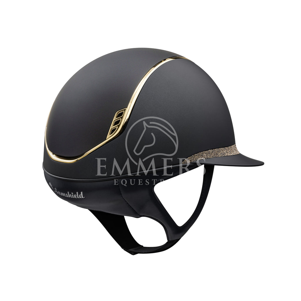 Samshield 2.0 Miss Shield Shadowmatt Black / Top Shadowmatt Black / Frontalband Crystal Fabric Metal Eclipse / Trim Chrome Gold / Blazon Chrome Gold