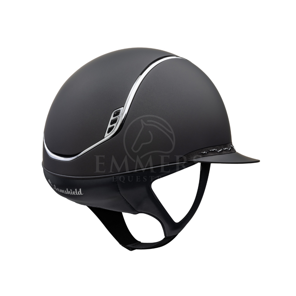 Samshield 2.0 Miss Shield Shadowmat Schwarz / Top Shadowmat Schwarz / Stirnband Flower Swarovski Schwarz / Zierleiste Chrom / Wappen Chrom