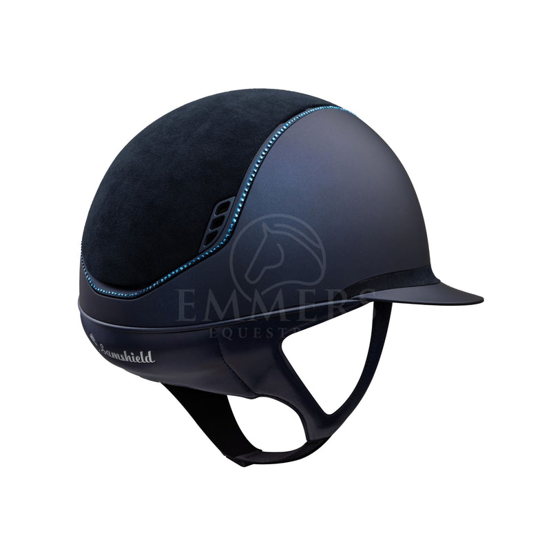 Samshield 2.0 Miss Shield Shadowmatt Blauw / Top Alcantara Blauw / Frontal Band Alcantara Blauw / Trim Mat Blauw Full Swarovski Metallic Blauw / Front And Read Mat Blauw