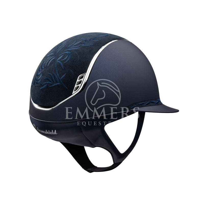 Samshield 2.0 Miss Shield Shadowmatt Blue / Top Flower Embroidery Blue / Frontalband Flower Embroidery Blue / Trim Chrome / Blazon Crystal Fabric Silver