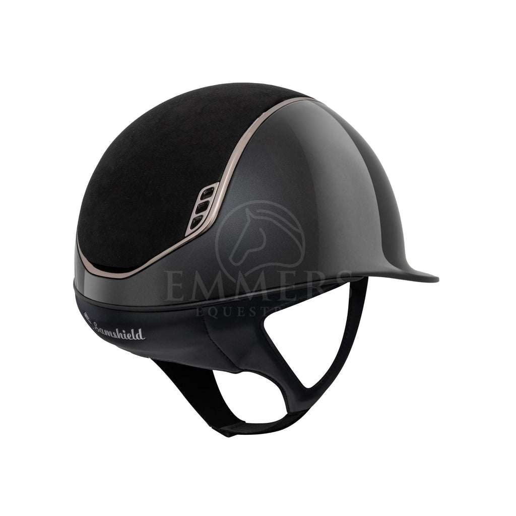 Samshield 2.0 Glossy Zwart / Top Alcantar Zwart / Trim Chrome Zwart / Blazon Crystalfabric Metal Eclipse