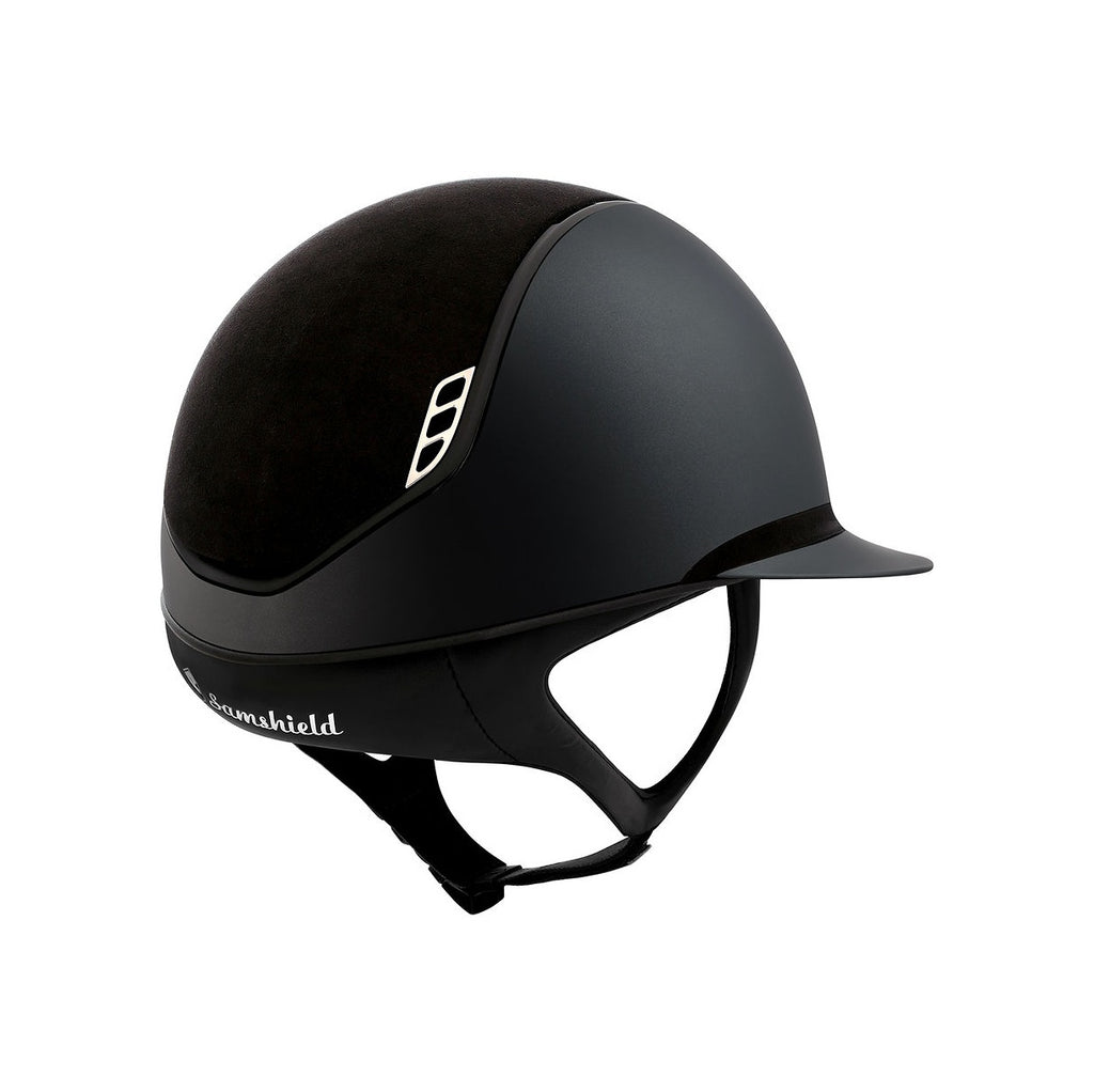 Samshield 2.0 Miss Shield Shadow Glossy Black - Top & Frontalband Alcantara Black - Trim Black Matt - Blazon Crystal Fabric Black