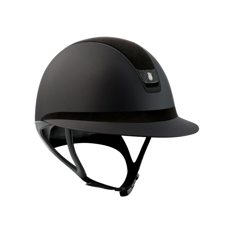Samshield 2.0 Miss Shield Shadow Glossy Black - Top & Frontalband Alcantara Black - Trim Black Matt - Blazon Crystal Fabric Black