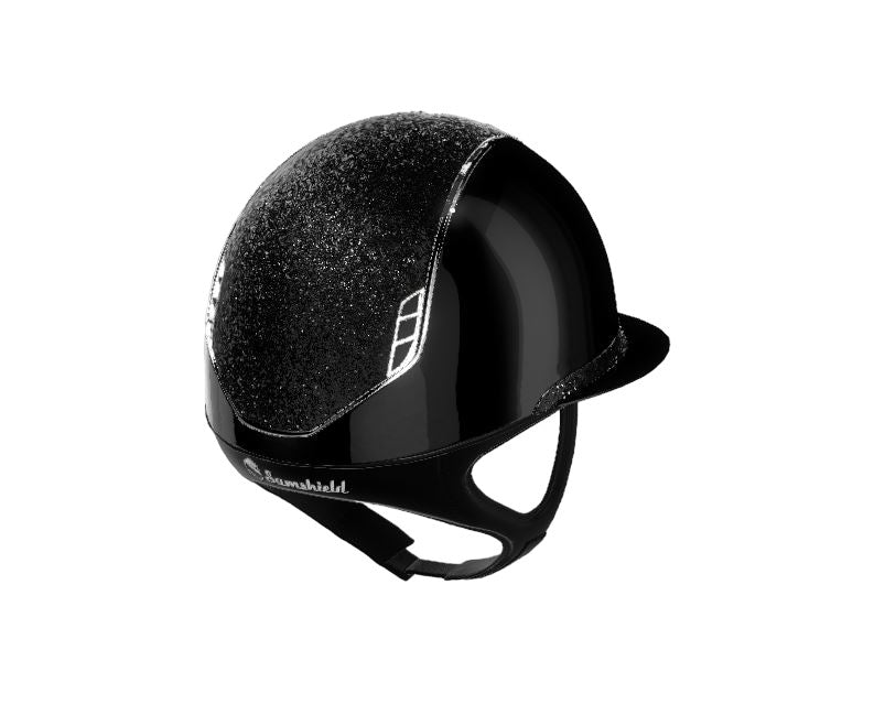 Samshield 2.0 Miss Shield Metallic Glossy Zwart /Top Crystal Fabric Swarovski Zwart / Frontal Band Crystal Fabric Swarovski Zwart / Trim Chrome / Blazon Chrome