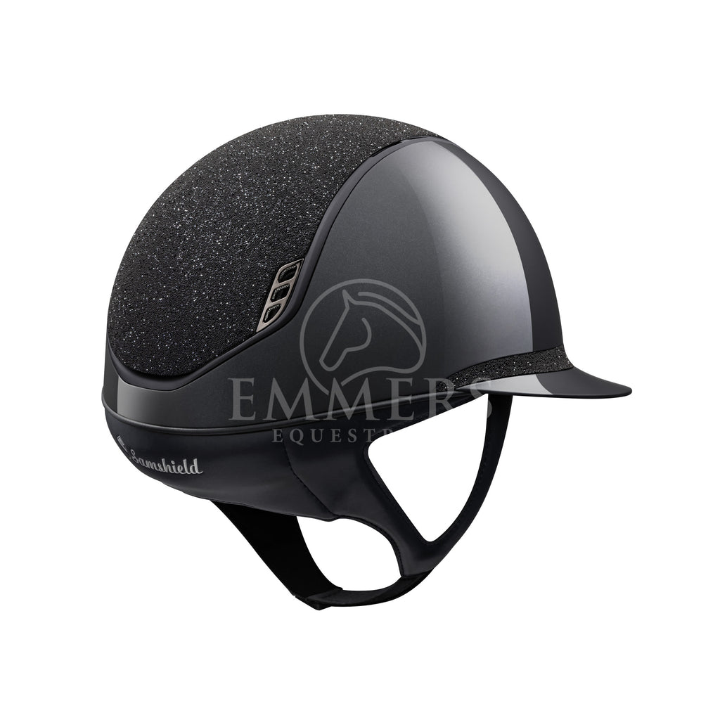 Samshield 2.0 Miss Shield Shadow Glossy Black - Top & Frontal Band Crystal Fabric Swarovski Black - Trim Matt Black 5 Swarovski Jet Hematite - Blazon Chrome Black