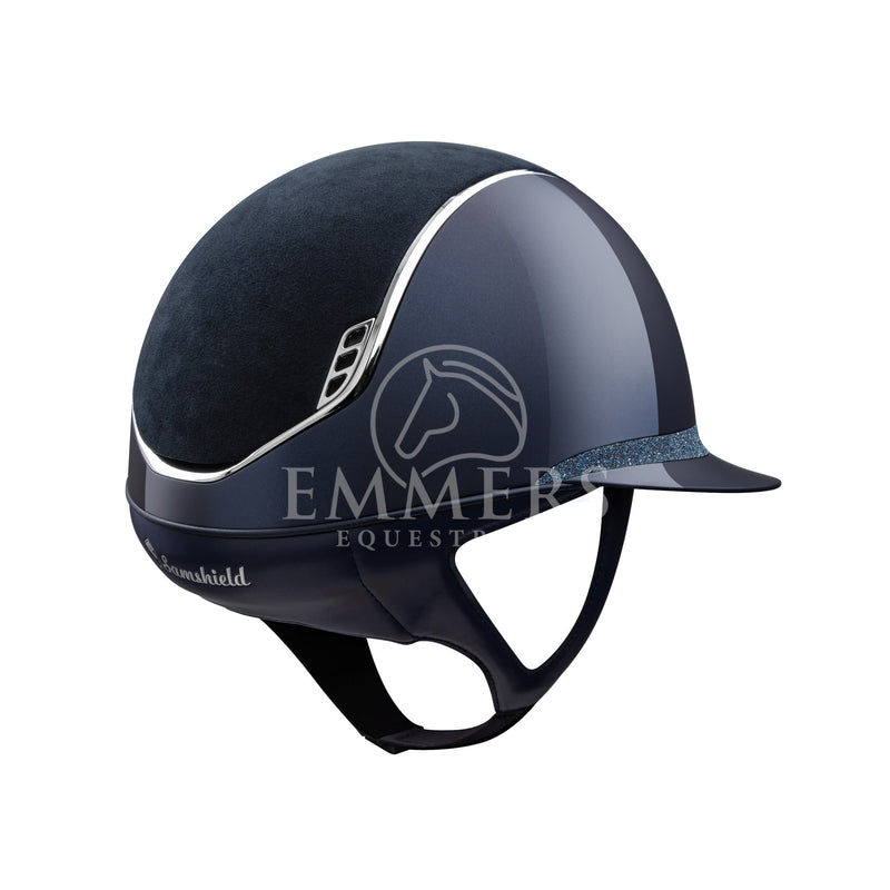 Samshield 2.0 Miss Shield Shadowglossy Blue / Top Alcantara Blue / Frontal Band Crystal Fabric Blue / Trim Chrome Silver / Blazon Crystal Fabric Blue