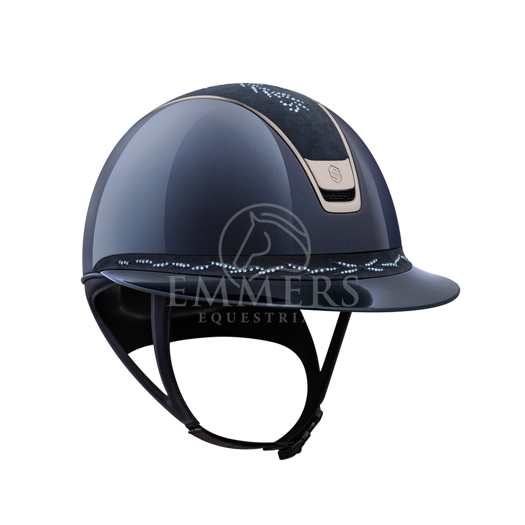 Samshield 2.0 Miss Shield Shadow Glossy Blue - Top & Frontal Band Flower Swarovski Blue - Trim & Blazon Chrome Black