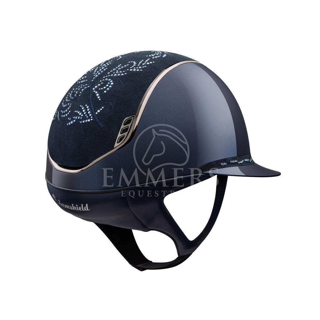 Samshield 2.0 Miss Shield Shadow Glossy Blue - Top & Frontal Band Flower Swarovski Blue - Trim & Blazon Chrome Black