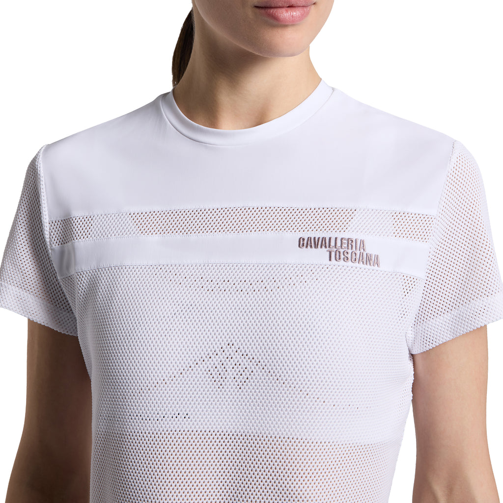 Cavalleria Toscana T-Shirt Perforierter Einsatz - Kurzarm - Damen