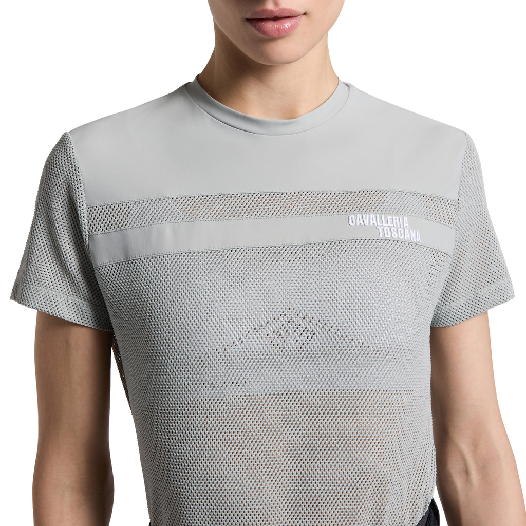 Cavalleria Toscana T-Shirt Perforierter Einsatz - Kurzarm - Damen