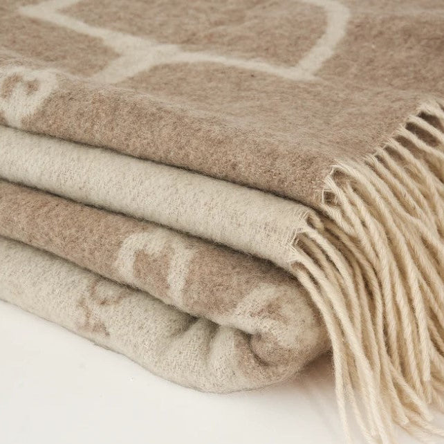Jeté Adamsbro - Laine mérinos - Beige